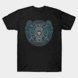 Norse Viking Ravens of Odin Pagan Raven Huginn and Muninn Valknut T-Shirt